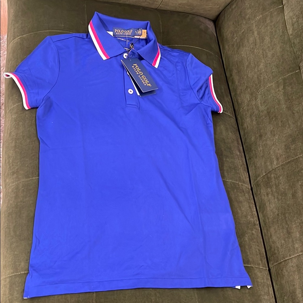 Ralph Lauren Royal Blue Polo with Pink and White Accents Golf